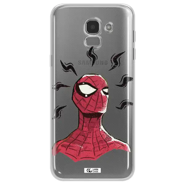 a cartoon of a red spider man Samsung J6 Clear TPU Case