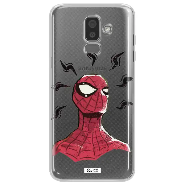 a cartoon of a red spider man Samsung J8 Clear TPU Case