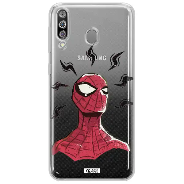 a cartoon of a red spider man Samsung M30 Clear TPU Case