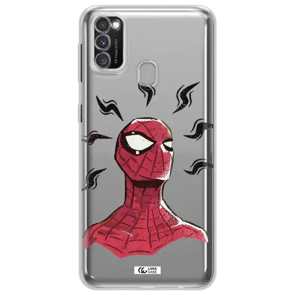 a cartoon of a red spider man Samsung M30S Clear TPU Case