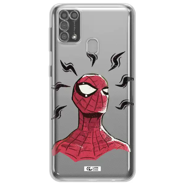 a cartoon of a red spider man Samsung M31 Clear TPU Case