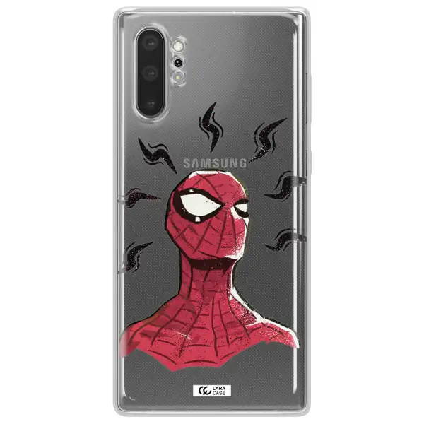 a cartoon of a red spider man Samsung Note 10 Plus Clear TPU Case
