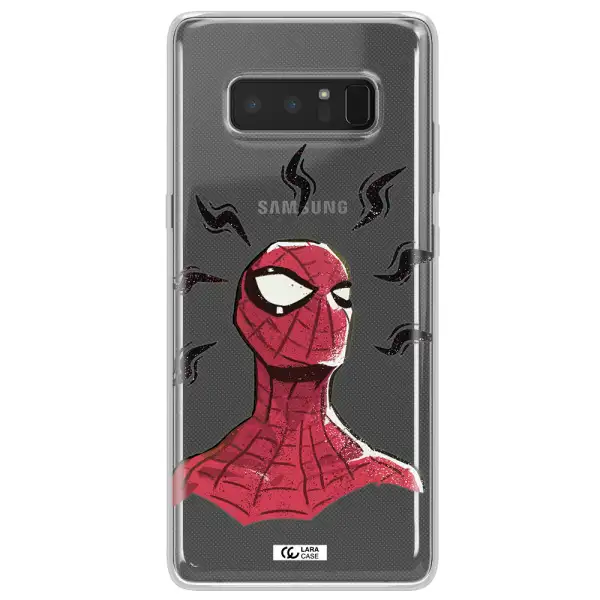 a cartoon of a red spider man Samsung Note 8 Clear TPU Case