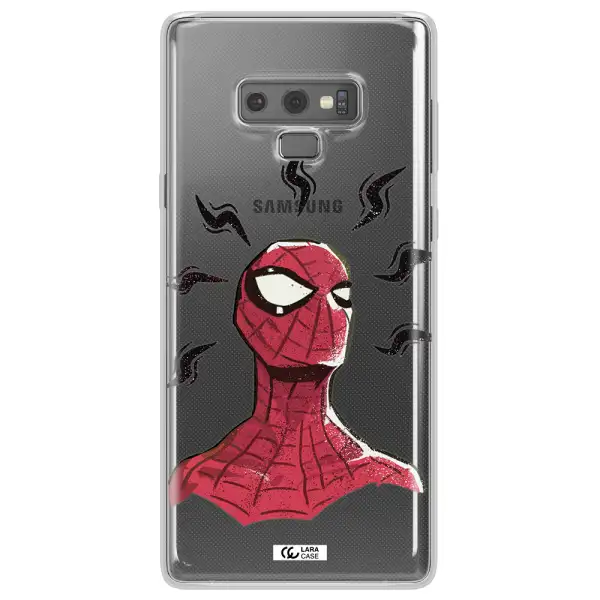 a cartoon of a red spider man Samsung Note 9 Clear TPU Case