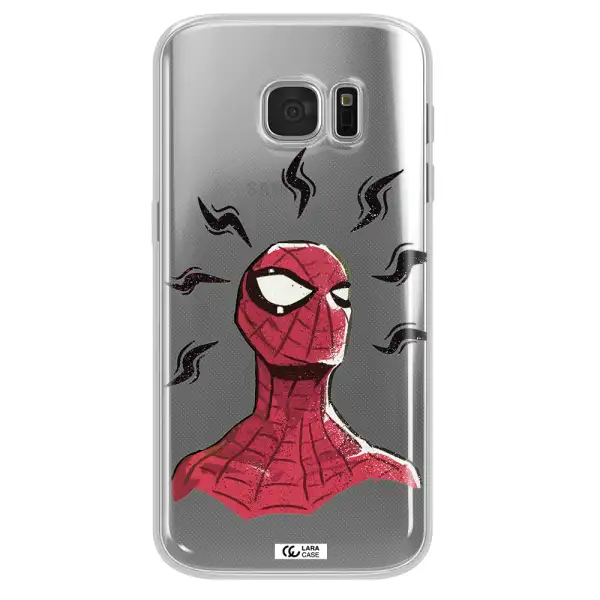 a cartoon of a red spider man Samsung S 7 Clear TPU Case