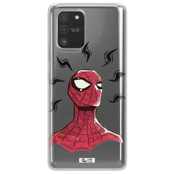 a cartoon of a red spider man Samsung S10 Lite Clear TPU Case