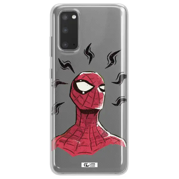 a cartoon of a red spider man Samsung S20 Clear TPU Case