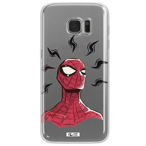 a cartoon of a red spider man Samsung S7 Edge Clear TPU Case