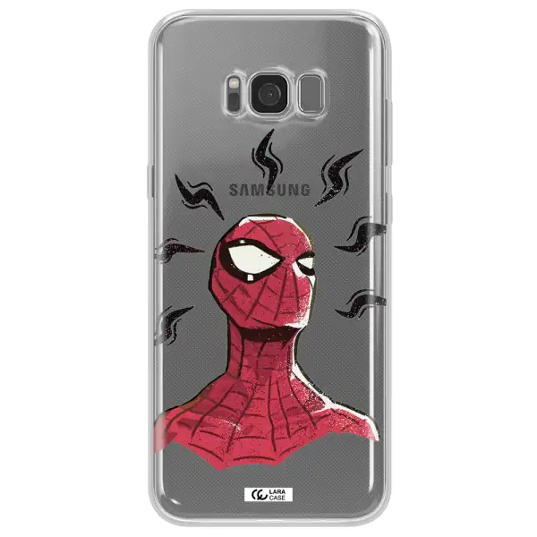 a cartoon of a red spider man Samsung S8 Clear TPU Case