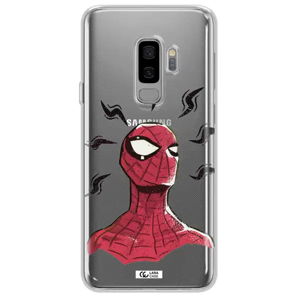 a cartoon of a red spider man Samsung S9 Plus Clear TPU Case