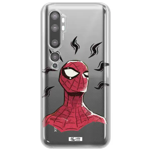 a cartoon of a red spider man Xiaomi Mi Note 10 Clear TPU Case
