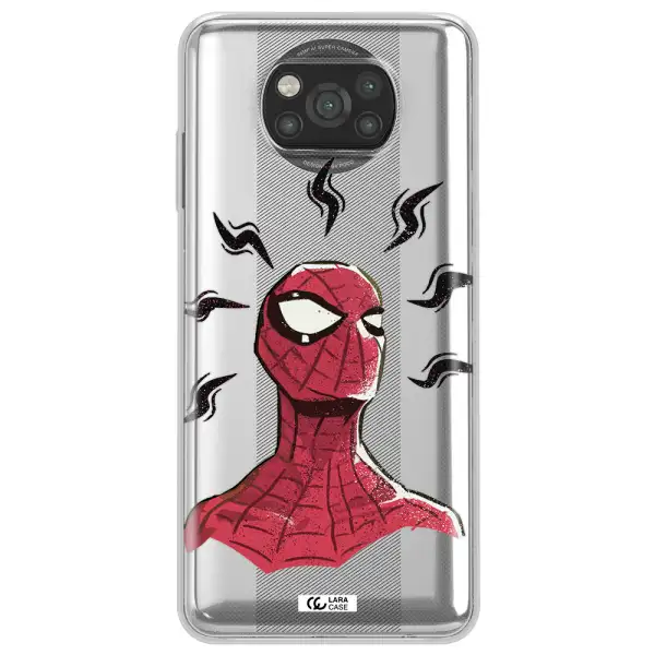 a cartoon of a red spider man Xiaomi Poco X3 Clear TPU Case