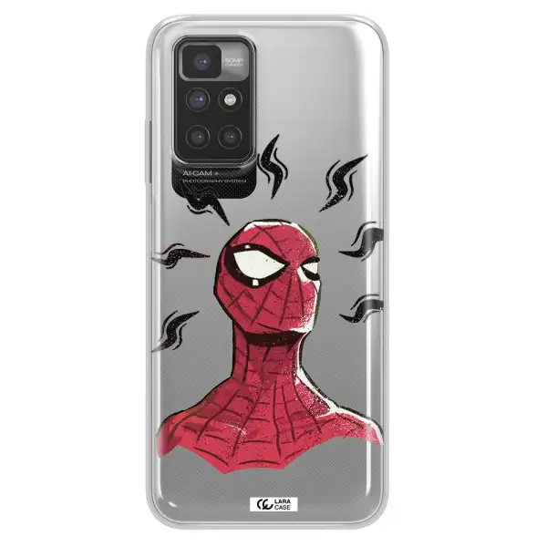 a cartoon of a red spider man Xiaomi Redmi 10 Clear TPU Case