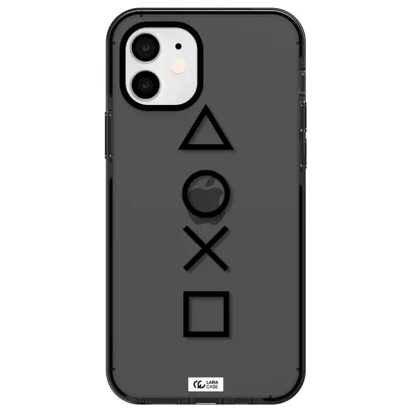 a black and white symbol Apple iPhone 12 impact Smoke Black Case