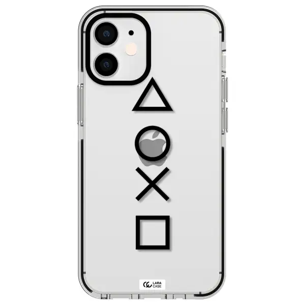 a black and white symbol Apple iPhone 12 mini impact black border Case