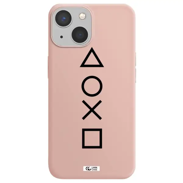 a black and white symbol Apple iPhone 13 mini Silicone pastel pink Case