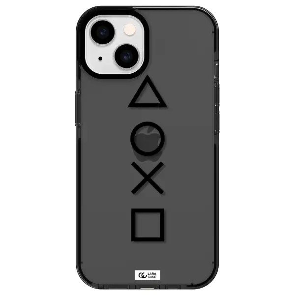 a black and white symbol Apple iPhone 14 impact Smoke Black Case