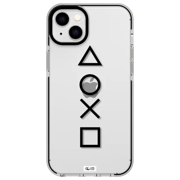 a black and white symbol Apple iPhone 14 plus impact black border Case