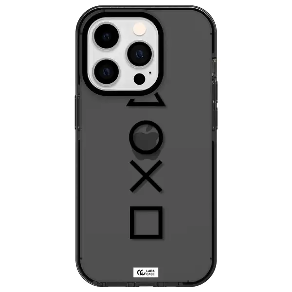 a black and white symbol Apple iPhone 14 pro impact Smoke Black Case