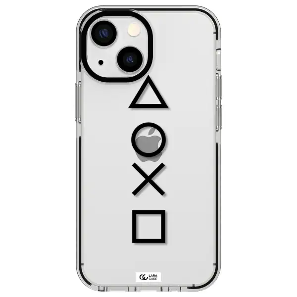 a black and white symbol Apple iPhone 15 Plus impact black border Case