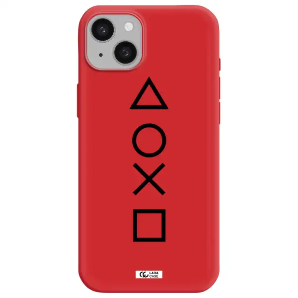 a black and white symbol Apple iphone 15 plus Silicone Imperial Red Case