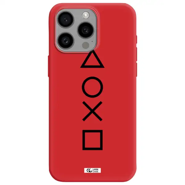 A Black And White Symbol Apple Iphone 15 Pro Max Silicone Imperial Red Case