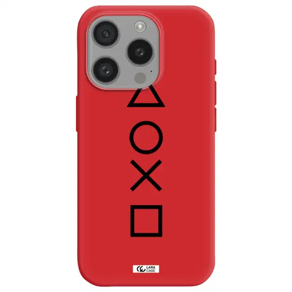 A Black And White Symbol Apple Iphone 15 Pro Silicone Imperial Red Case