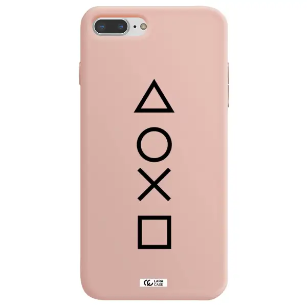 a black and white symbol Apple iPhone 8 plus Silicone pastel pink Case