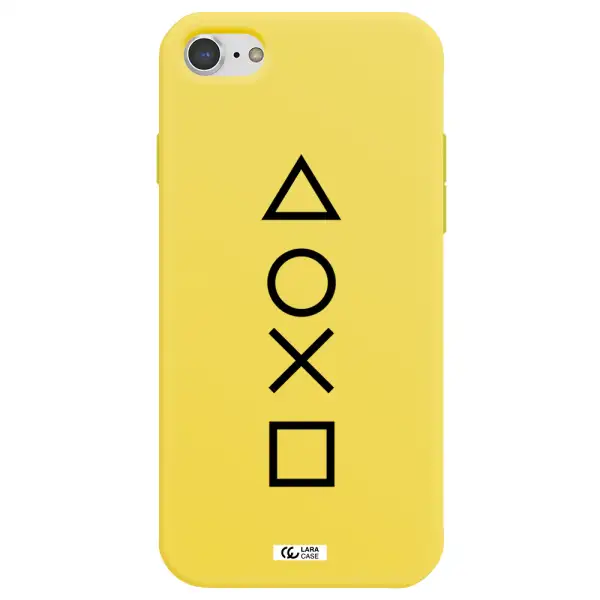 a black and white symbol Apple iPhone 8 Silicone canary yellow Case