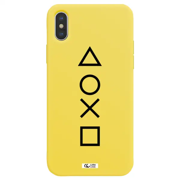 a black and white symbol Apple iPhone XS Silicone canary yellow Case