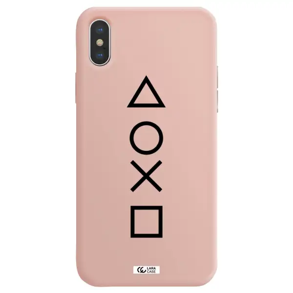 a black and white symbol Apple iPhone XS Silicone pastel pink Case