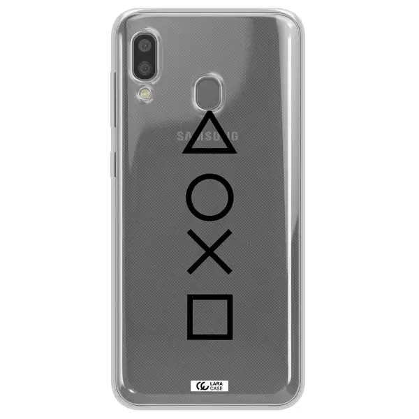 a black and white symbol Samsung A20 Clear TPU Case