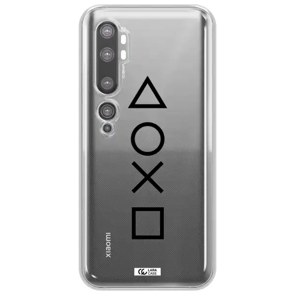 a black and white symbol Xiaomi Mi Note 10 Clear TPU Case