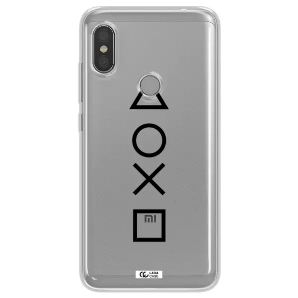 a black and white symbol Xiaomi Redmi Note 6 Pro Clear TPU Case