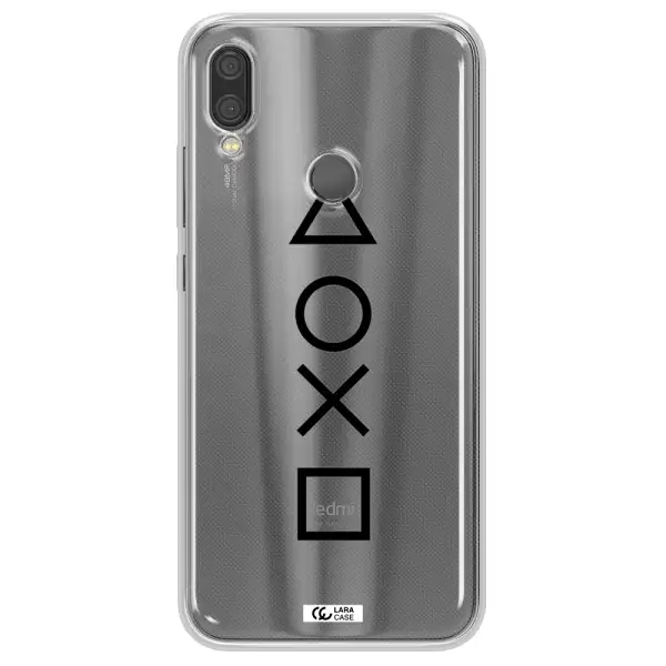 a black and white symbol Xiaomi Redmi Note 7 Clear TPU Case