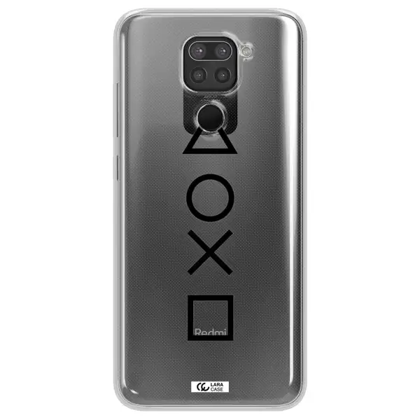 a black and white symbol Xiaomi Redmi Note 9 Clear TPU Case