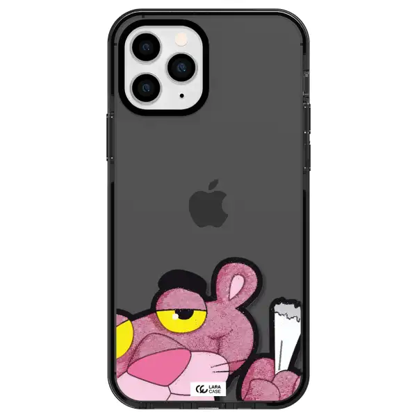 a cartoon of a pink bear Apple iPhone 11 pro max impact Smoke Black Case