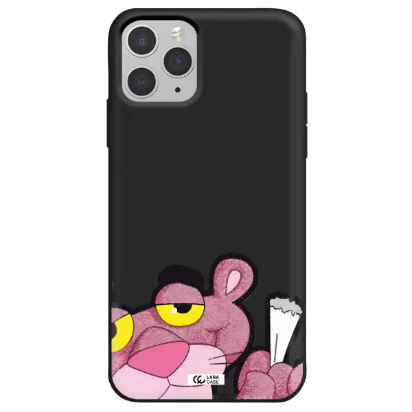 a cartoon of a pink bear Apple iPhone 11 pro max Silicone black Case