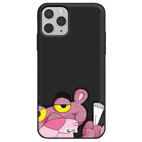 a cartoon of a pink bear Apple iPhone 11 pro Silicone black Case