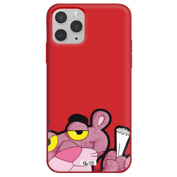 a cartoon of a pink bear Apple iPhone 11 pro Silicone Imperial Red Case
