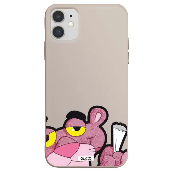 a cartoon of a pink bear Apple iPhone 11 Silicone Stone Case
