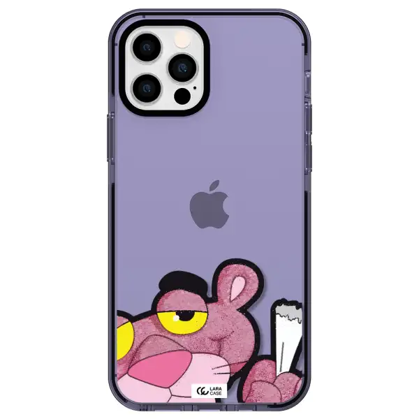 a cartoon of a pink bear Apple iPhone 12 pro impact Lilac Case