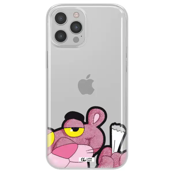 a cartoon of a pink bear Apple iPhone 12 pro max Clear TPU Case