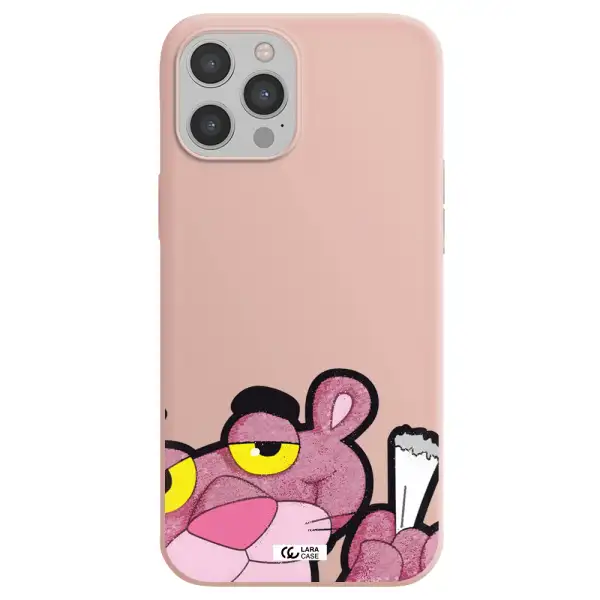 a cartoon of a pink bear Apple iPhone 12 pro Silicone pastel pink Case