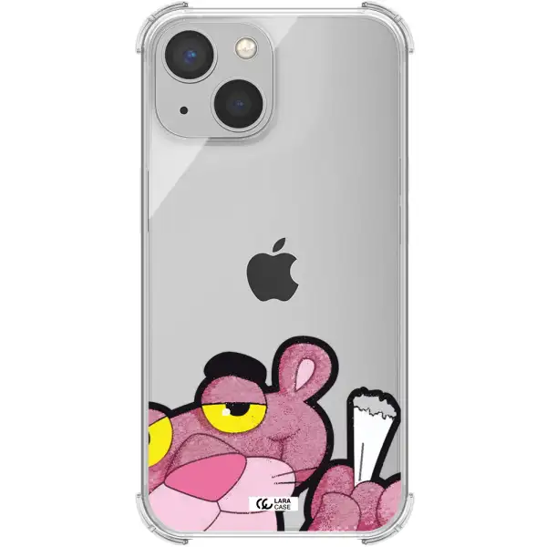 a cartoon of a pink bear Apple iPhone 13 Clear PC Case
