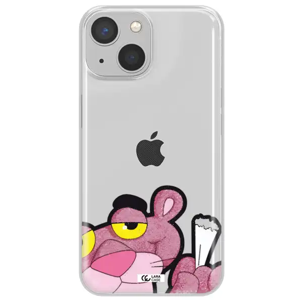 a cartoon of a pink bear Apple iPhone 13 mini Clear TPU Case
