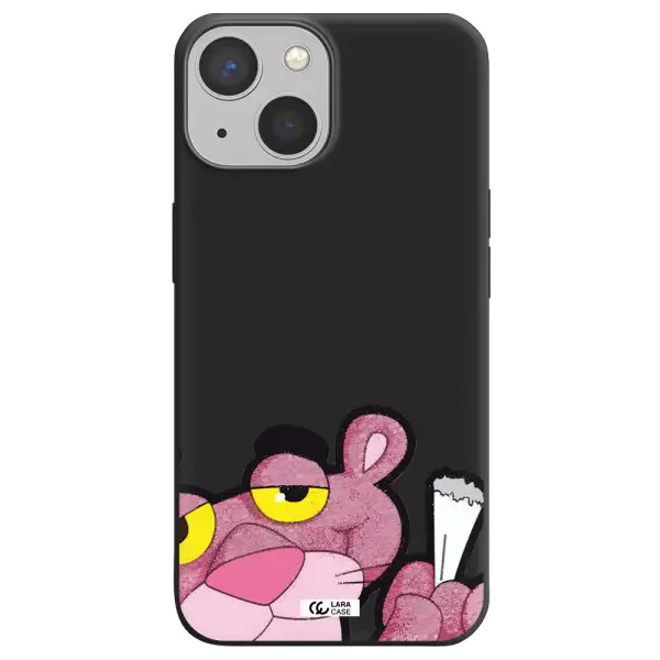 a cartoon of a pink bear Apple iPhone 13 mini Silicone black Case
