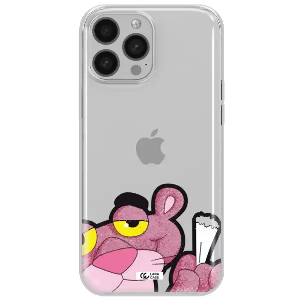 a cartoon of a pink bear Apple iPhone 13 Pro Clear TPU Case