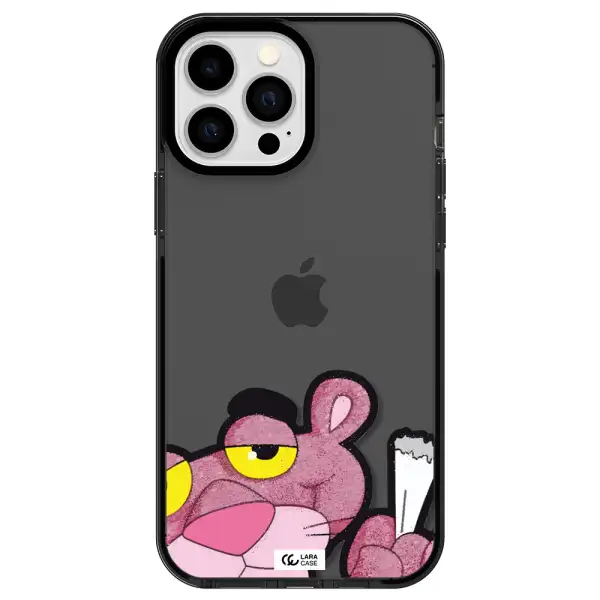 a cartoon of a pink bear Apple iPhone 13 Pro Max impact Smoke Black Case
