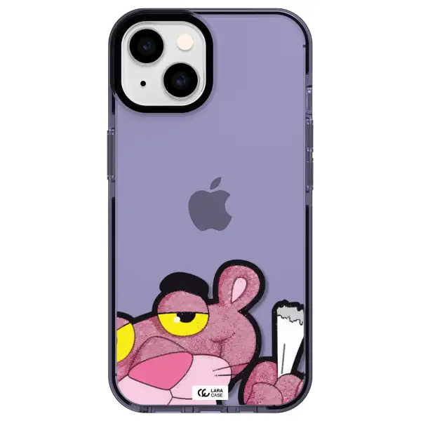 a cartoon of a pink bear Apple iPhone 14 impact Lilac Case
